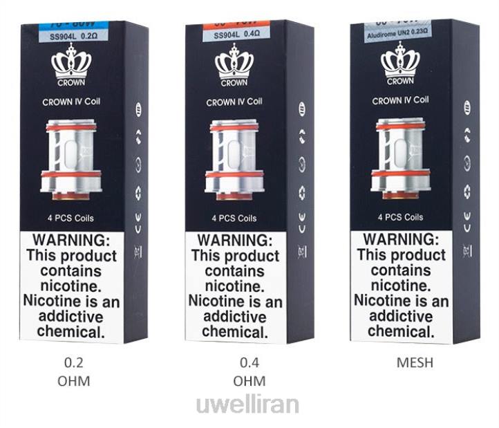 UWELL CROWN 4 کویل های جایگزین (بسته 4 عددی) سیم پیچ دوگانه 0.4 اهم 6DRV183 | UWELL VAPE PRICE