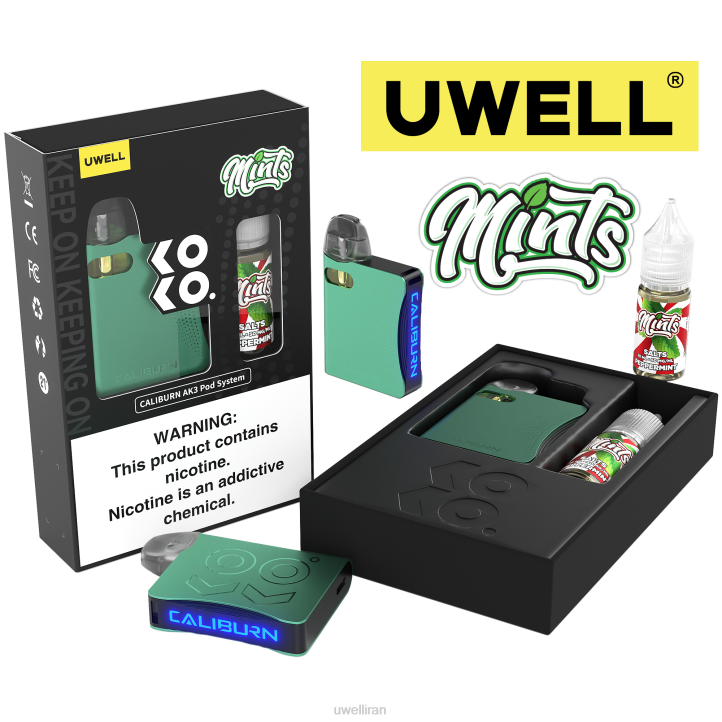 UWELL CALIBURN AK3 کیت + غلاف 0.8 اهم a3s (x2) + بخار بابا 10 میلی لیتر نمک 50 میلی گرم crl: صورتی/flv: لیموناد صورتی پانچ 50 میلی گرم 6DRV241 | UWELL IRAN