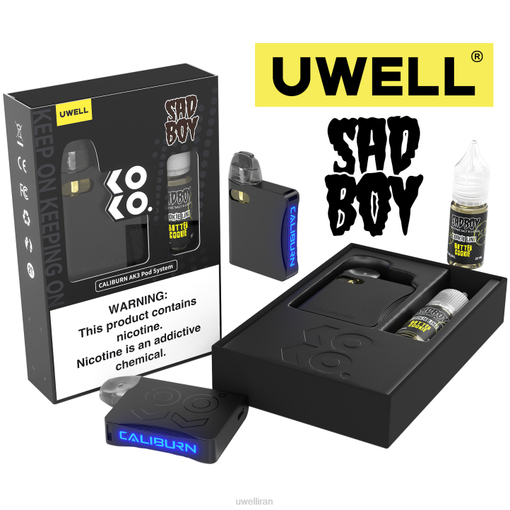 UWELL CALIBURN AK3 کیت + غلاف 0.8 اهم a3s (x2) + بخار بابا 10 میلی لیتر نمک 50 میلی گرم crl: فیروزه ای/flv: نعناع فلفلی 50 میلی گرم 6DRV242 | UWELL TEHRAN