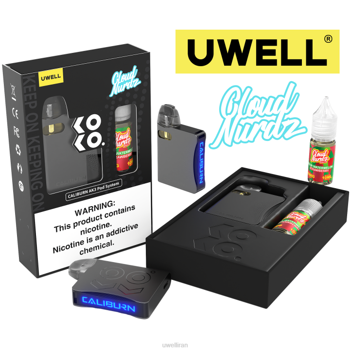 UWELL CALIBURN AK3 کیت + غلاف 0.8 اهم a3s (x2) + بخار بابا 10 میلی لیتر نمک 50 میلی گرم crl: فیروزه ای/flv: نعناع فلفلی 50 میلی گرم 6DRV242 | UWELL TEHRAN