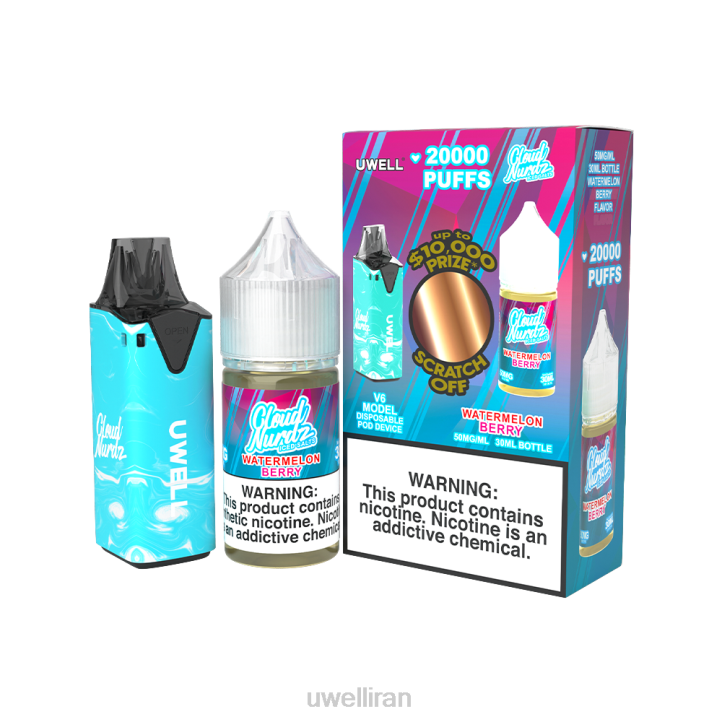 UWELL V6 دستگاه یکبار مصرف + آبمیوه بابا 30 میلی لیتر - بسته collab clr: blue/flv: هلو تمشک آبی 50 میلی گرم 6DRV203 | UWELL VAPE PRICE