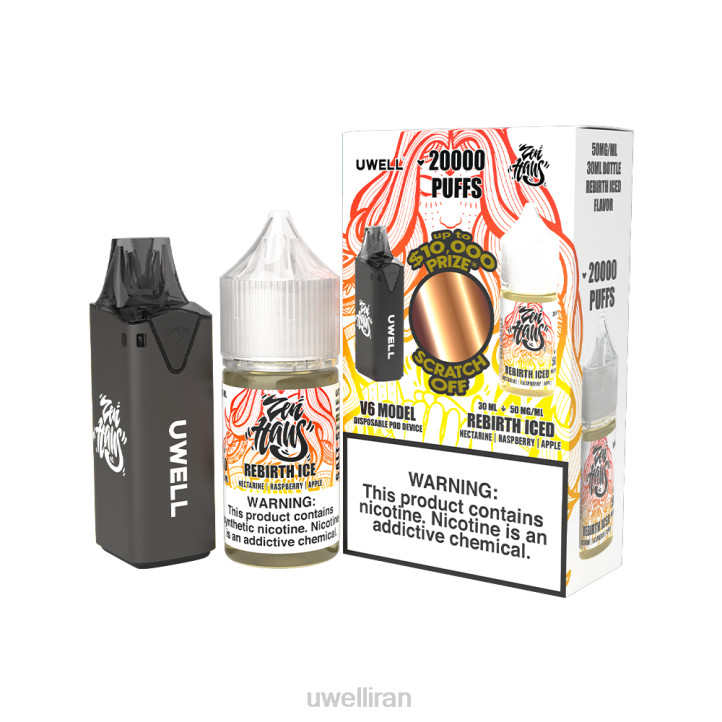 UWELL V6 دستگاه یکبار مصرف + آبمیوه بابا 30 میلی لیتر - بسته collab clr: blue/flv: سیب هندوانه 50 میلی گرم 6DRV205 | UWELL پاد