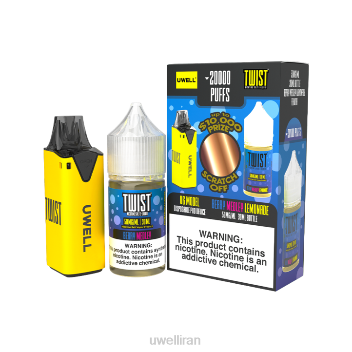 UWELL V6 دستگاه یکبار مصرف + آبمیوه بابا 30 میلی لیتر - بسته collab clr: cyan/flv: نعناع فلفلی 50 میلی گرم 6DRV211 | UWELL IRAN