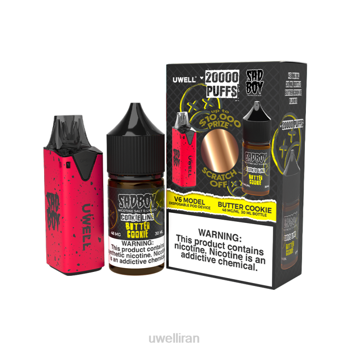 UWELL V6 دستگاه یکبار مصرف + آبمیوه بابا 30 میلی لیتر - بسته collab clr: قرمز/flv: گواوا آناناس فیجوآ 48 میلی گرم 6DRV207 | ویپ UWELL قیمت
