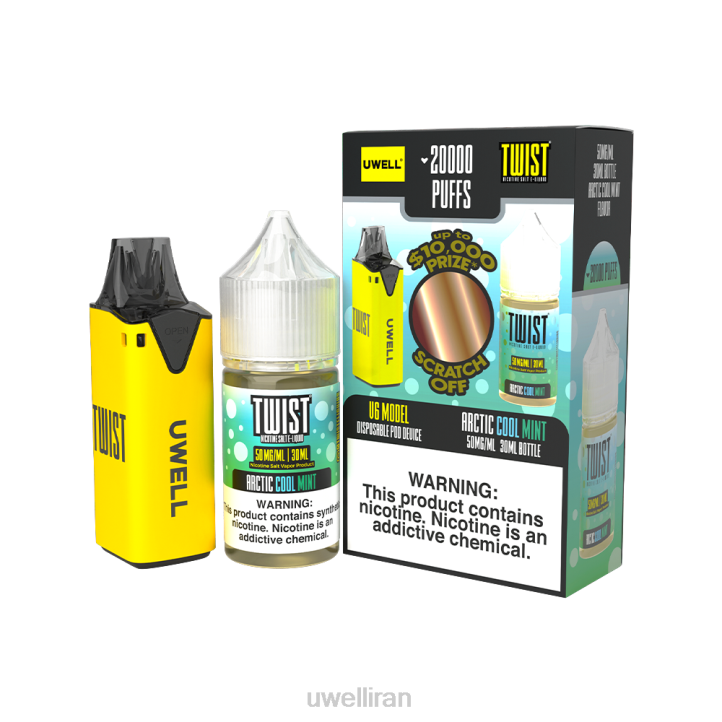 UWELL V6 دستگاه یکبار مصرف + آبمیوه بابا 30 میلی لیتر - بسته collab clr: زرد/flv: لیموناد پانچ صورتی 50 میلی گرم 6DRV219 | سیگار UWELL