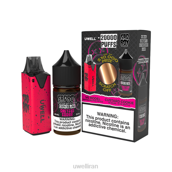 UWELL V6 دستگاه یکبار مصرف + آبمیوه بابا 30 میلی لیتر - بسته collab clr: red/flv: کوکی کره 48 میلی گرم 6DRV212 | UWELL TEHRAN